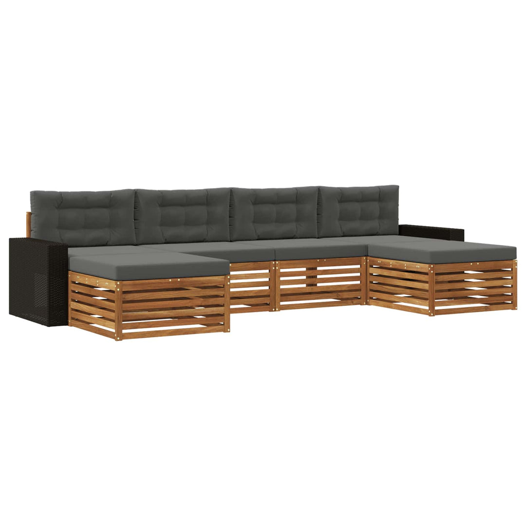Sofasæt med pude 6 pcs Massivt Akacietræ