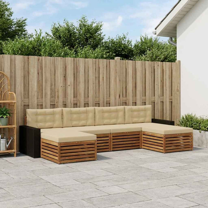 Sofasæt med pude 6 pcs Massivt Akacietræ