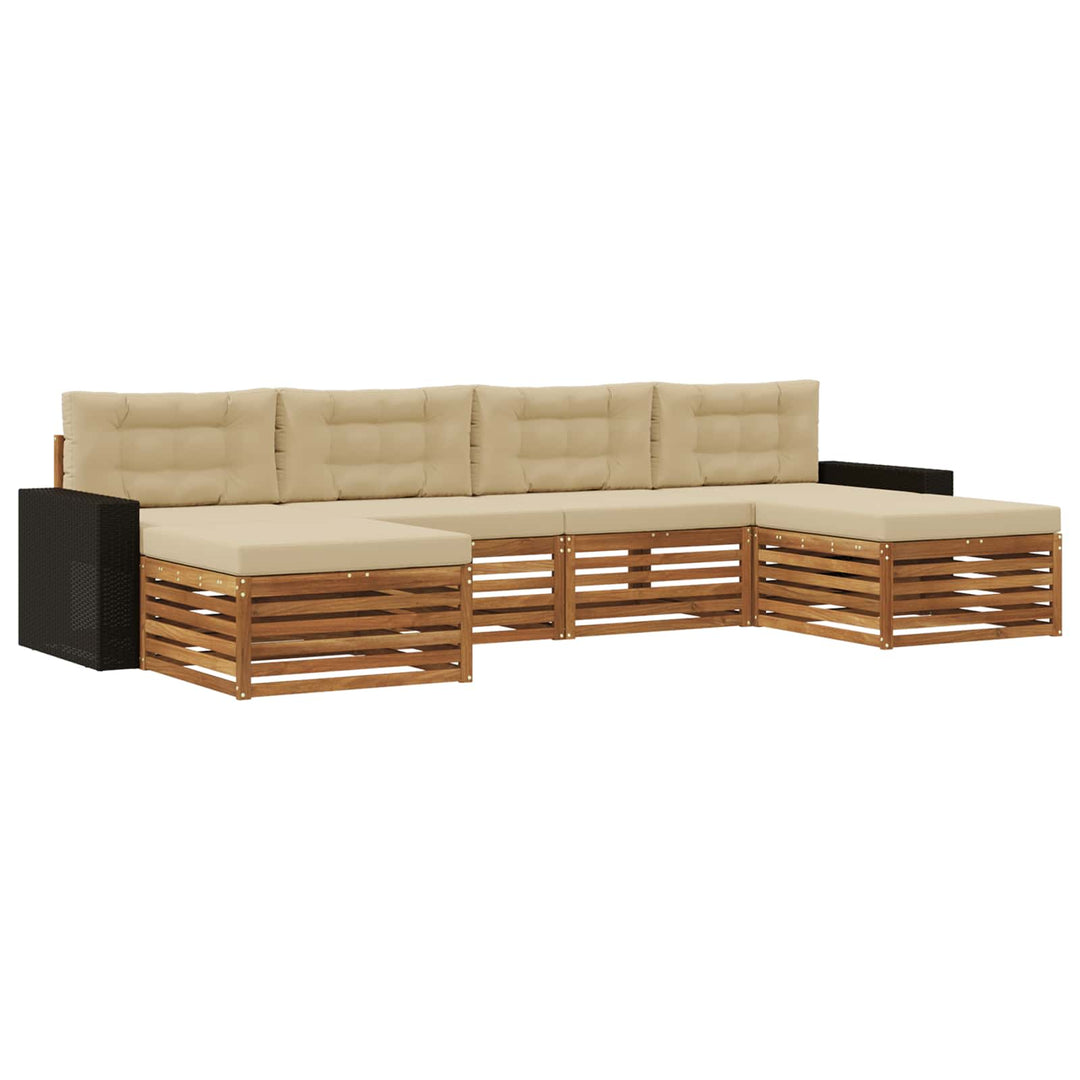 Sofasæt med pude 6 pcs Massivt Akacietræ