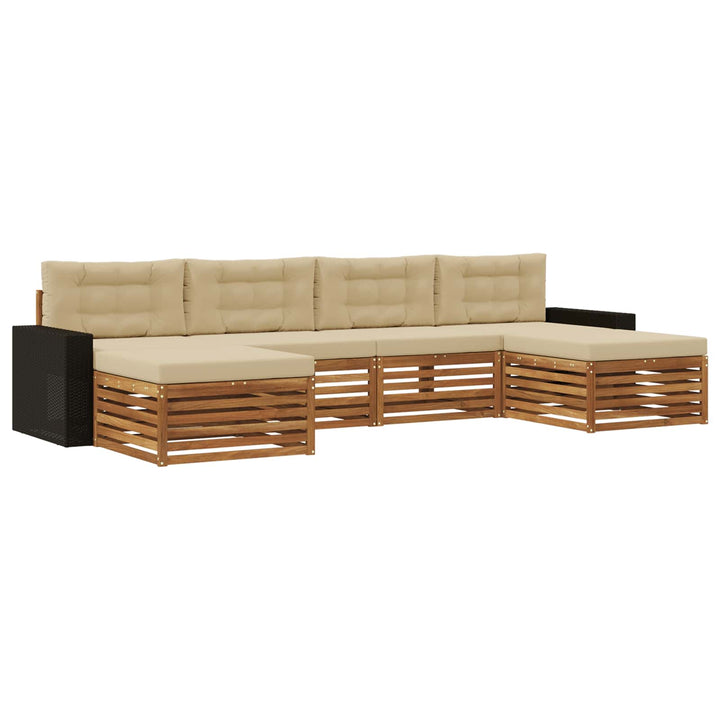 Sofasæt med pude 6 pcs Massivt Akacietræ