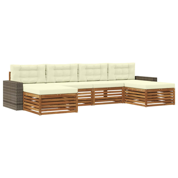 Sofasæt med pude 6 pcs Massivt Akacietræ