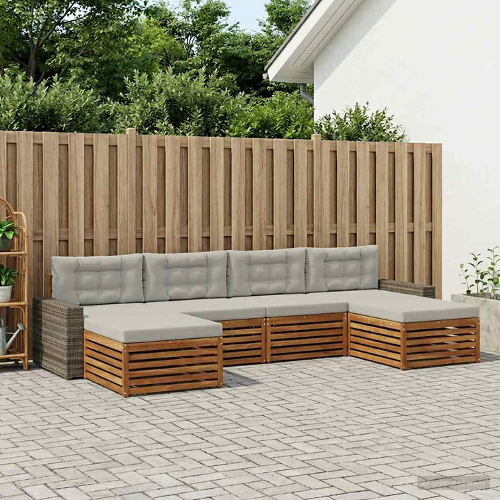 Sofasæt med pude 6 pcs Massivt Akacietræ