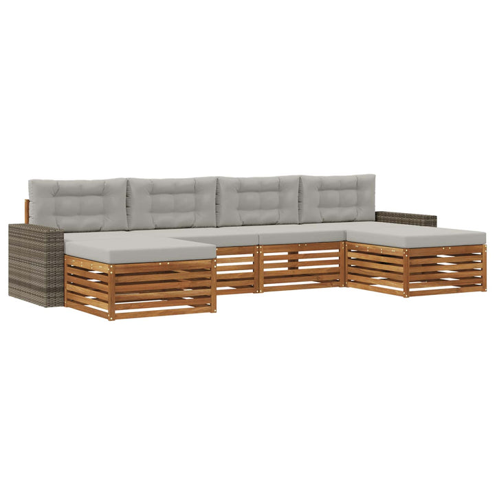 Sofasæt med pude 6 pcs Massivt Akacietræ