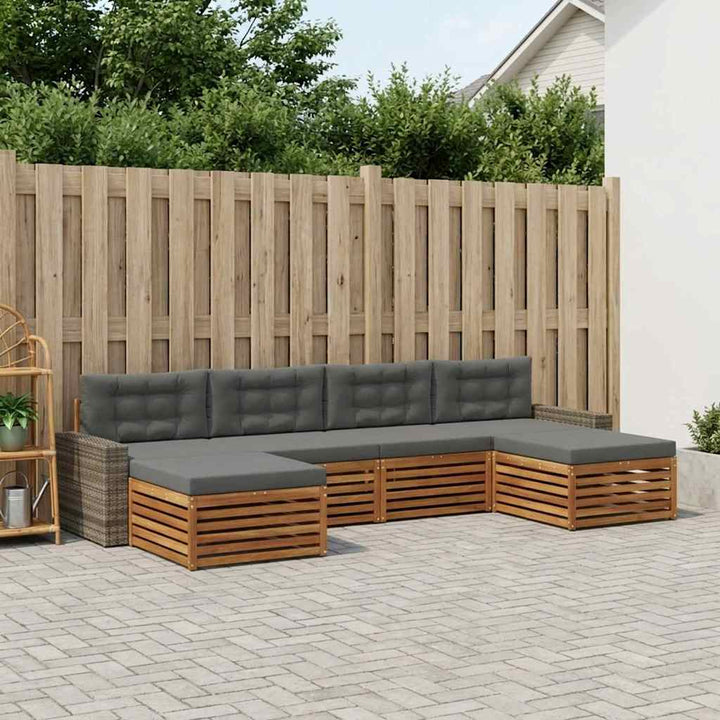 Sofasæt med pude 6 pcs Massivt Akacietræ
