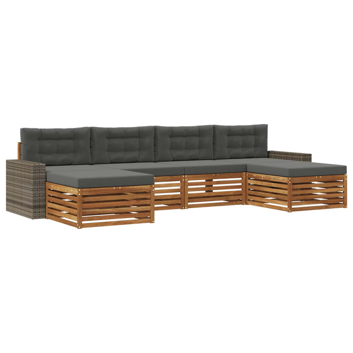 Sofasæt med pude 6 pcs Massivt Akacietræ