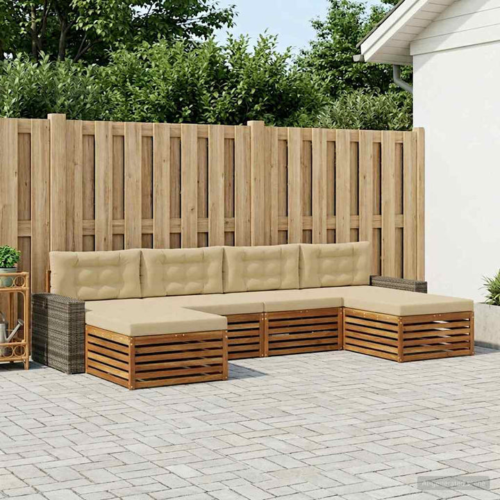 Sofasæt med pude 6 pcs Massivt Akacietræ