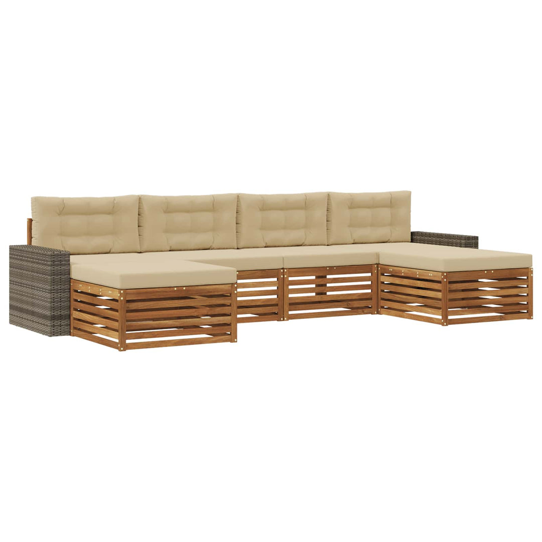 Sofasæt med pude 6 pcs Massivt Akacietræ