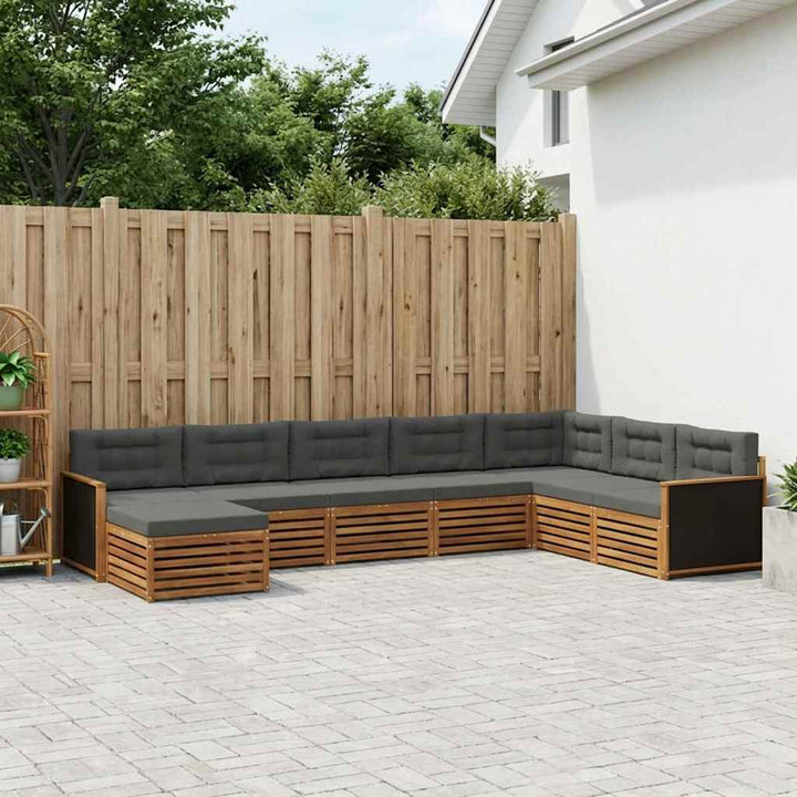 Udendørs sofagruppe med pude 8 pcs Naturlig og Antracit
