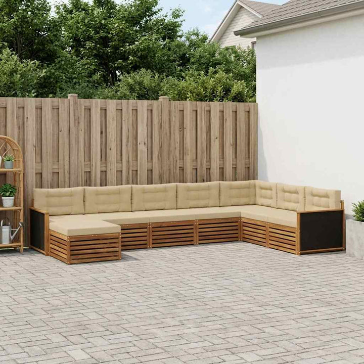 Udendørs sofagruppe med pude 8 pcs Naturlig og Beige