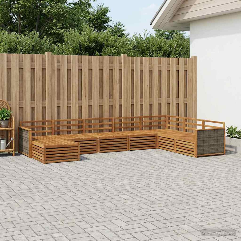 Udendørs sofagruppe 8 pcs Naturfarvet