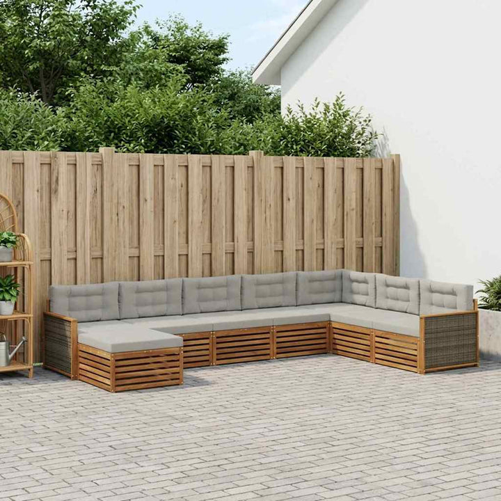 Udendørs sofagruppe med pude 8 pcs Naturfarvet og lysegrå
