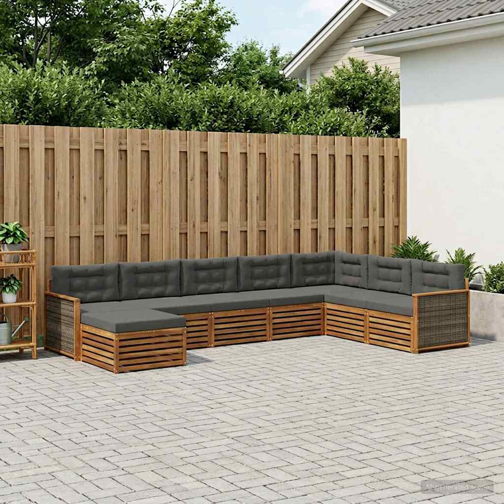 Udendørs sofagruppe med pude 8 pcs Naturlig og Antracit