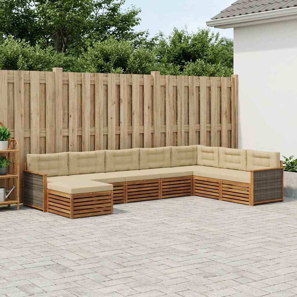Udendørs sofagruppe med pude 8 pcs Naturlig og Beige