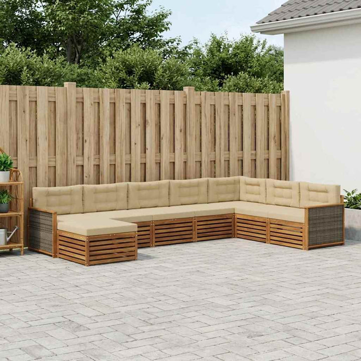 Udendørs sofagruppe med pude 8 pcs Naturlig og Beige