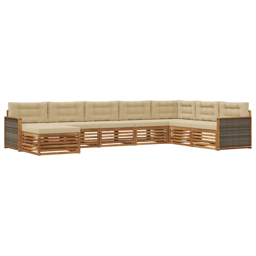 Udendørs sofagruppe med pude 8 pcs Naturlig og Beige