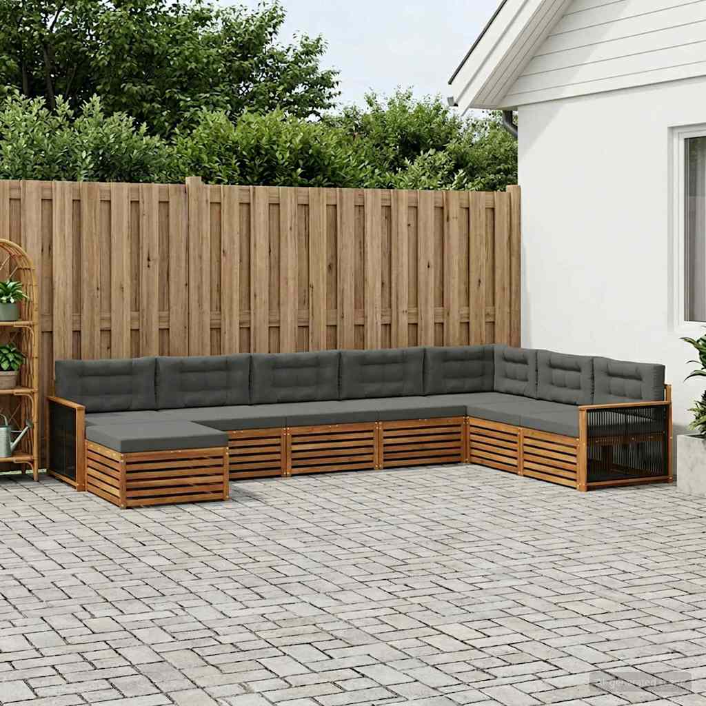 Udendørs sofagruppe med pude 8 pcs Naturlig og Antracit