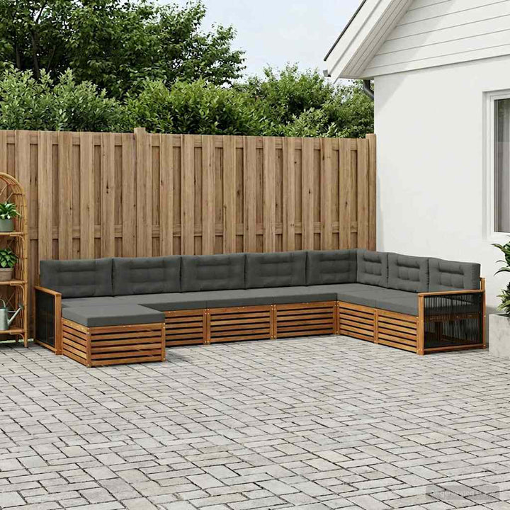 Udendørs sofagruppe med pude 8 pcs Naturlig og Antracit