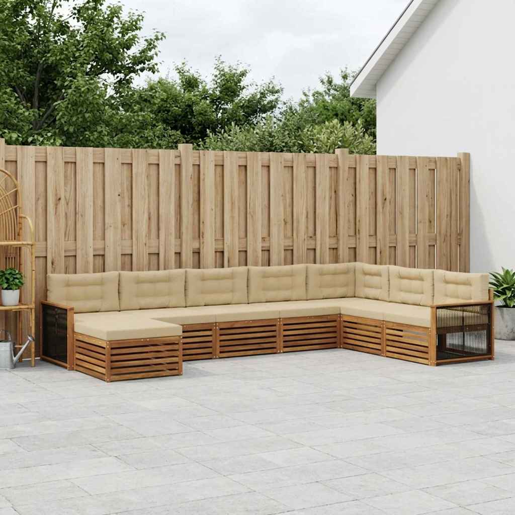 Udendørs sofagruppe med pude 8 pcs Naturlig og Beige