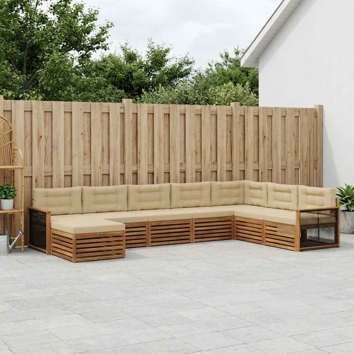 Udendørs sofagruppe med pude 8 pcs Naturlig og Beige
