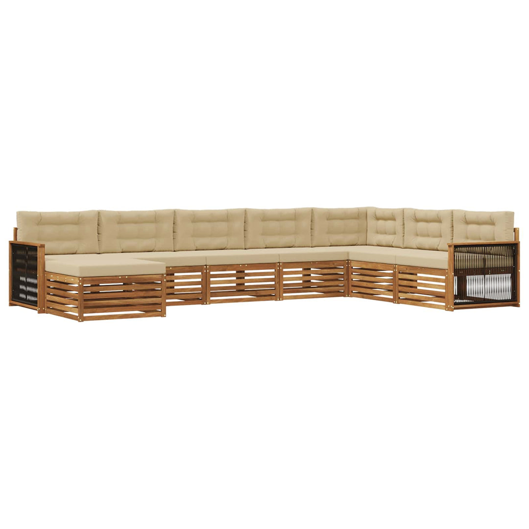Udendørs sofagruppe med pude 8 pcs Naturlig og Beige
