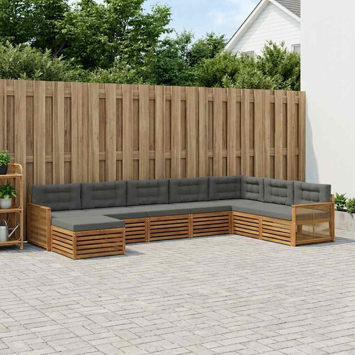 Udendørs sofagruppe med pude 8 pcs Naturlig og Antracit