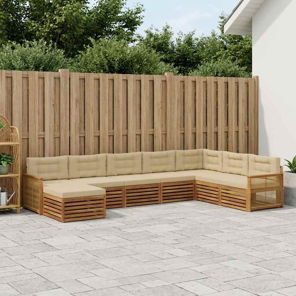 Udendørs sofagruppe med pude 8 pcs Naturlig og Beige