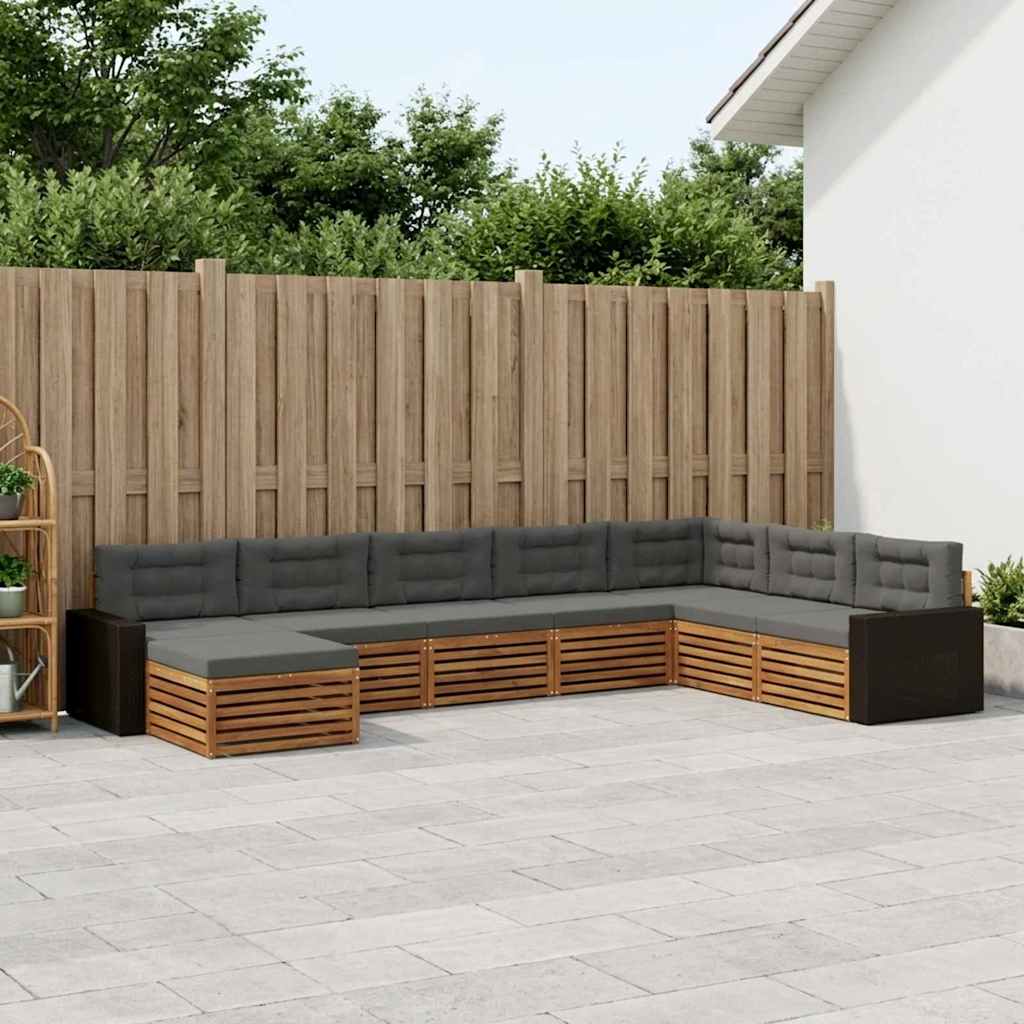 Udendørs sofagruppe med pude 8 pcs Naturlig og Antracit