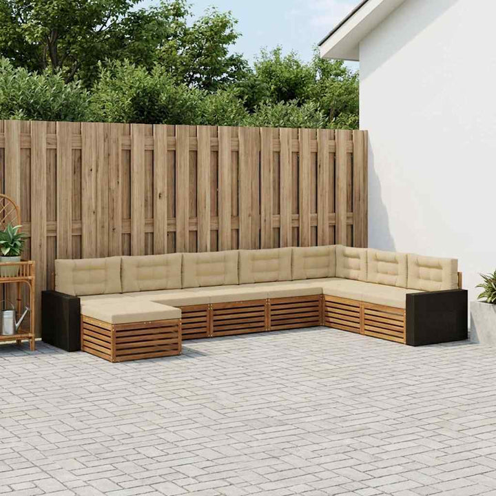 Udendørs sofagruppe med pude 8 pcs Naturlig og Beige