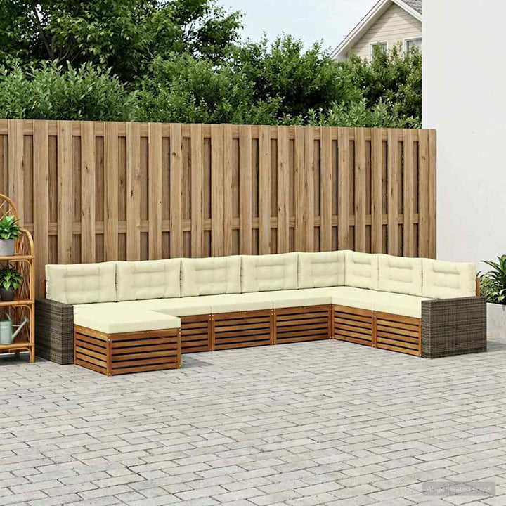 Udendørs sofagruppe med pude 8 pcs Naturlig og Fløde