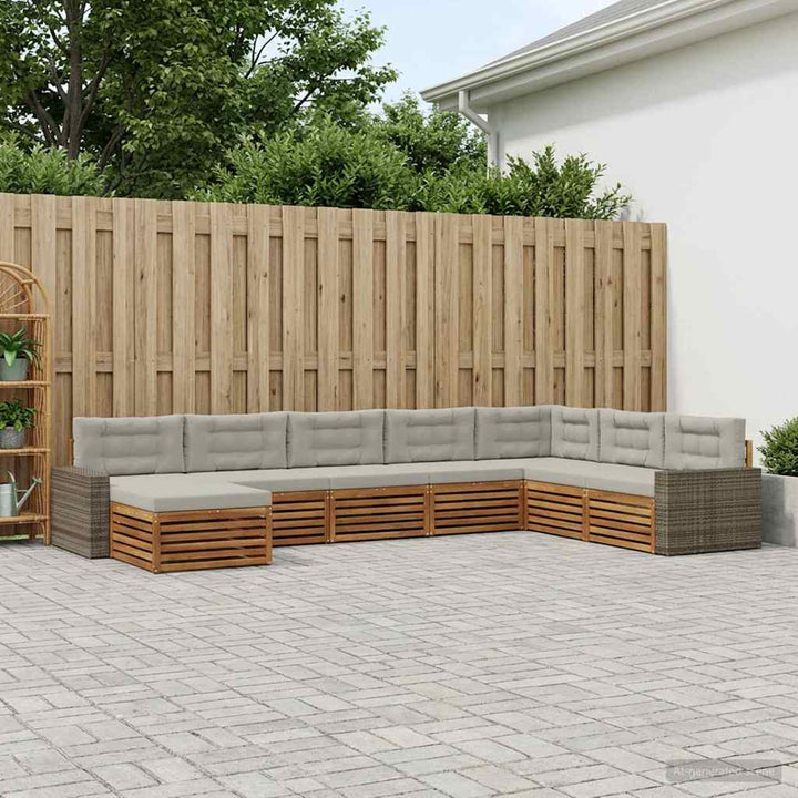 Udendørs sofagruppe med pude 8 pcs Naturfarvet og lysegrå