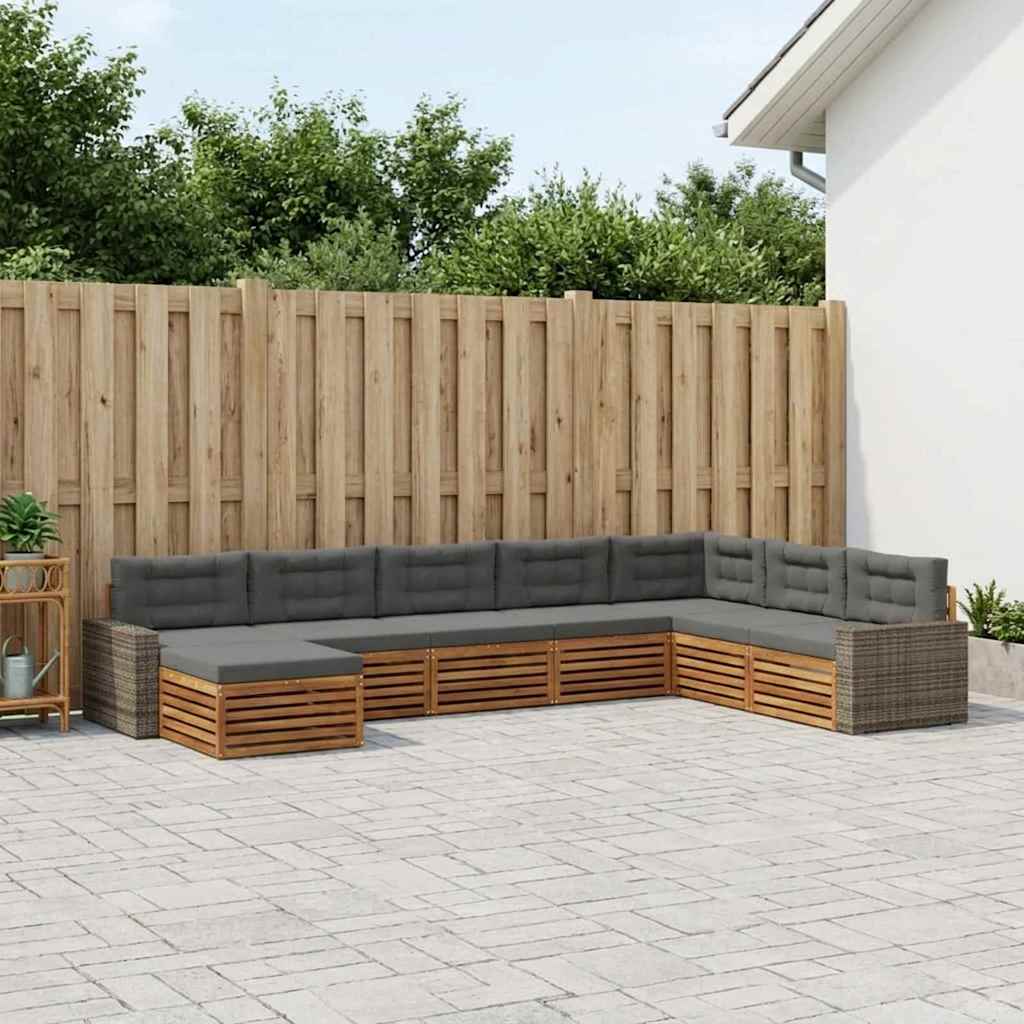 Udendørs sofagruppe med pude 8 pcs Naturlig og Antracit