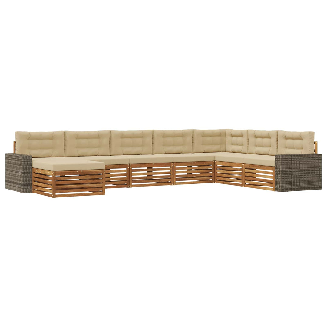 Udendørs sofagruppe med pude 8 pcs Naturlig og Beige
