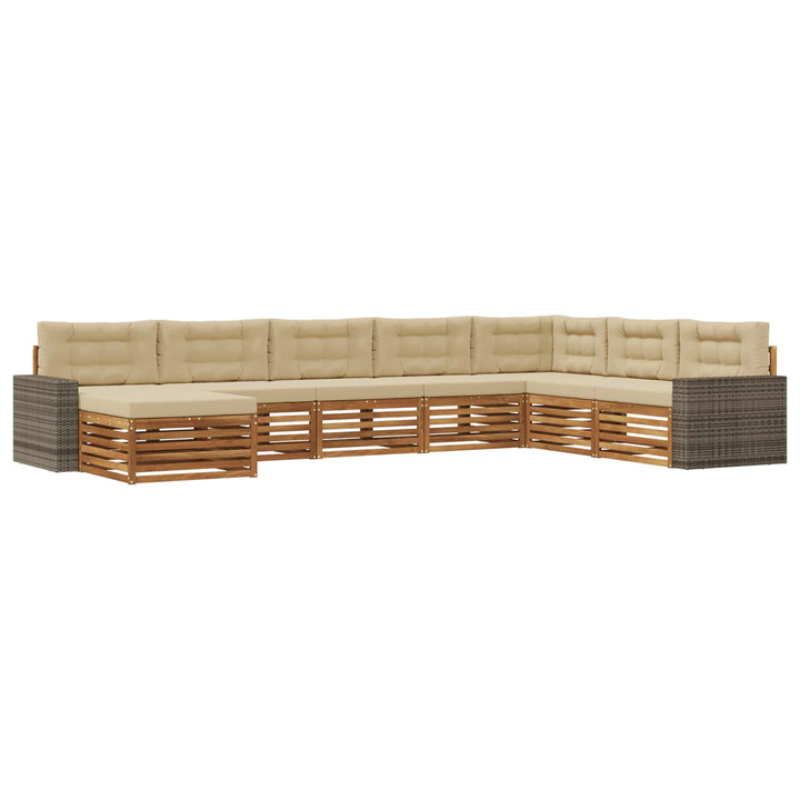 Udendørs sofagruppe med pude 8 pcs Naturlig og Beige