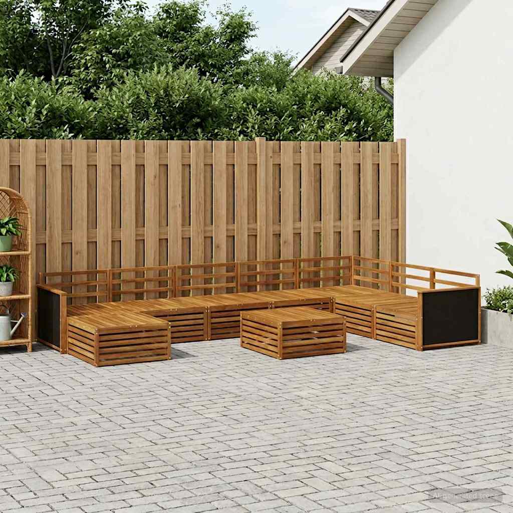 Udendørs sofagruppe 9 pcs Naturfarvet Massivt Akacietræ