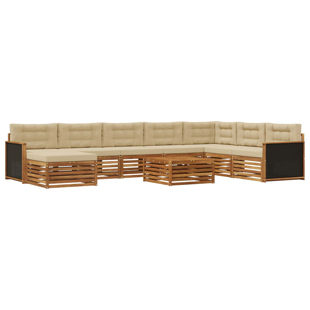 Udendørs sofagruppe 9 pcs Naturlig og Beige Massivt Akacietræ