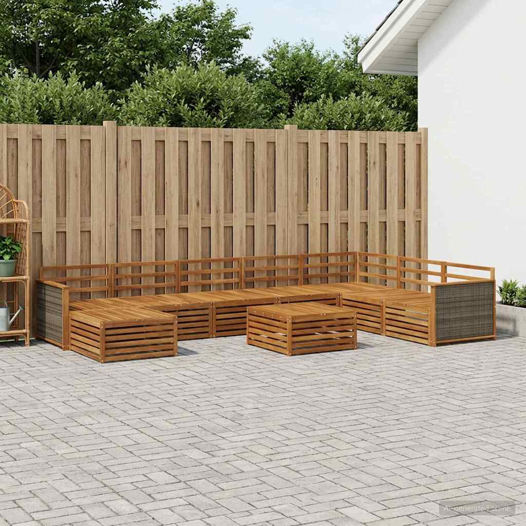 Udendørs sofagruppe 9 pcs Naturfarvet Massivt Akacietræ