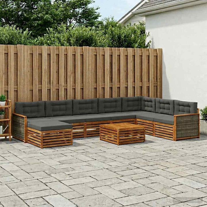Udendørs sofagruppe med pude 9 pcs Naturlig og Antracit