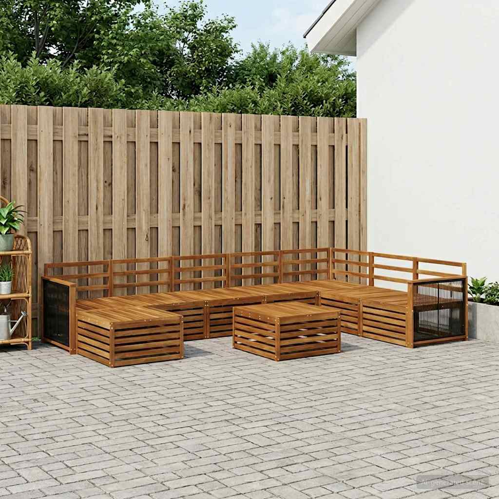Udendørs sofagruppe 9 pcs Naturfarvet Massivt Akacietræ