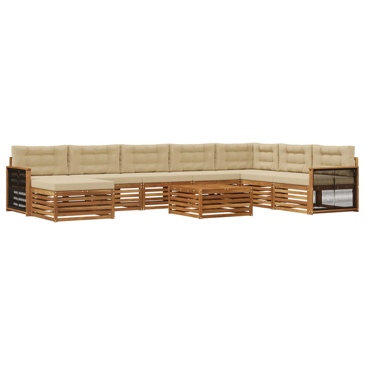 Udendørs sofagruppe 9 pcs Naturlig og Beige Massivt Akacietræ