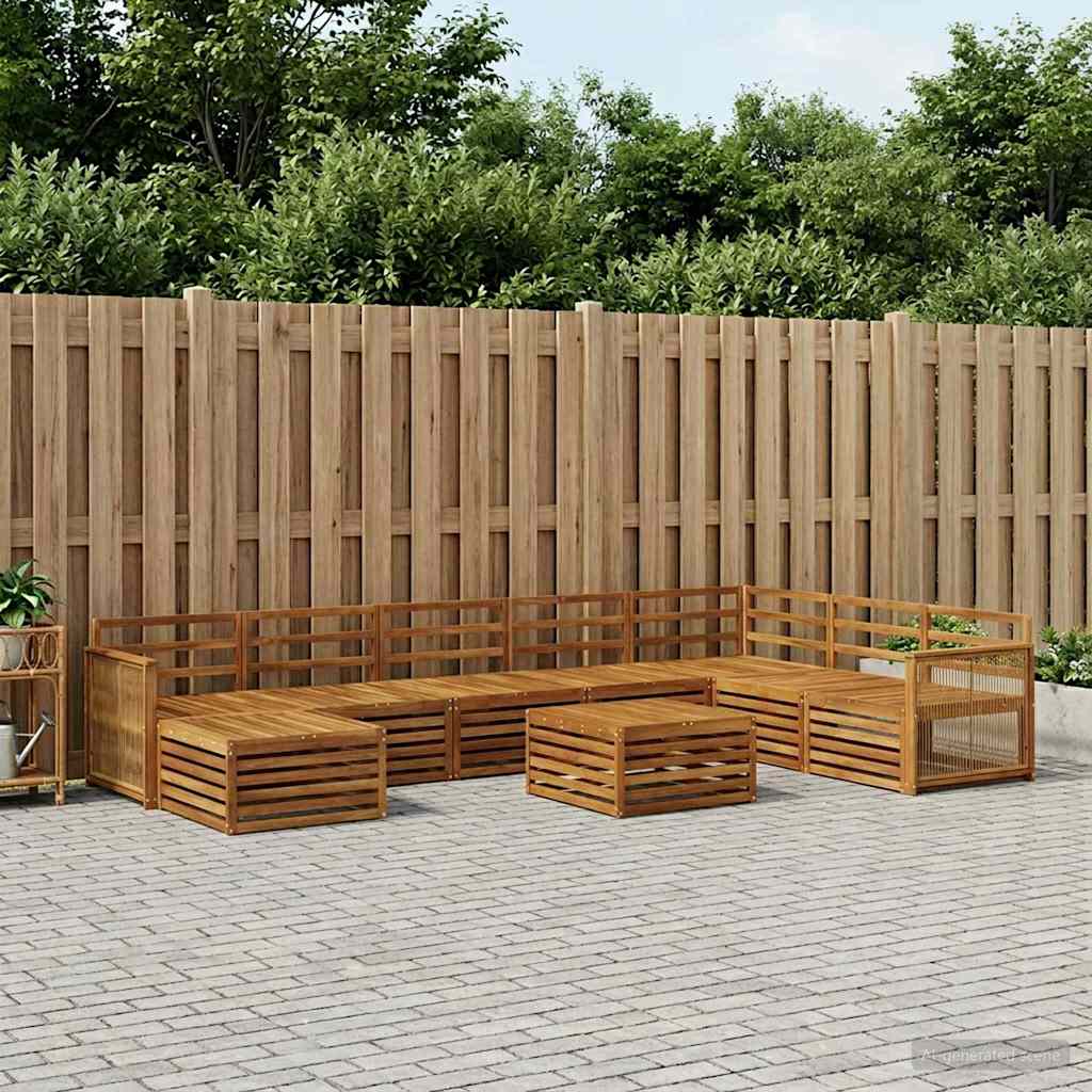 Udendørs sofagruppe 9 pcs Naturfarvet Massivt Akacietræ