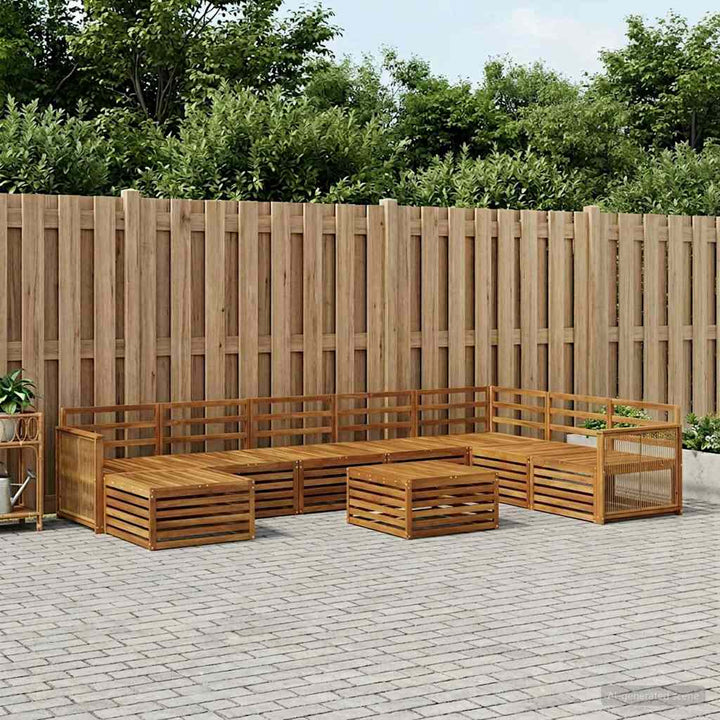 Udendørs sofagruppe 9 pcs Naturfarvet Massivt Akacietræ