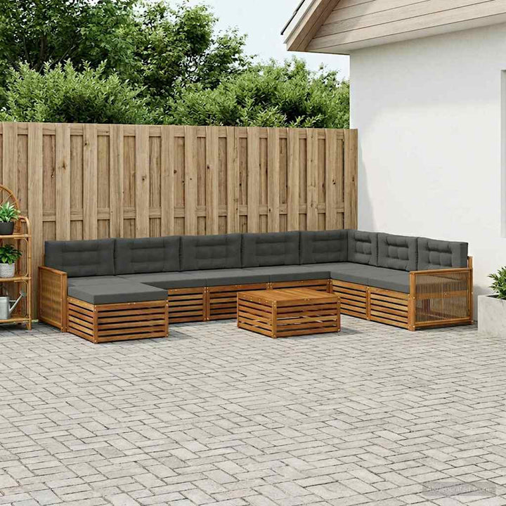 Udendørs sofagruppe med pude 9 pcs Naturlig og Antracit
