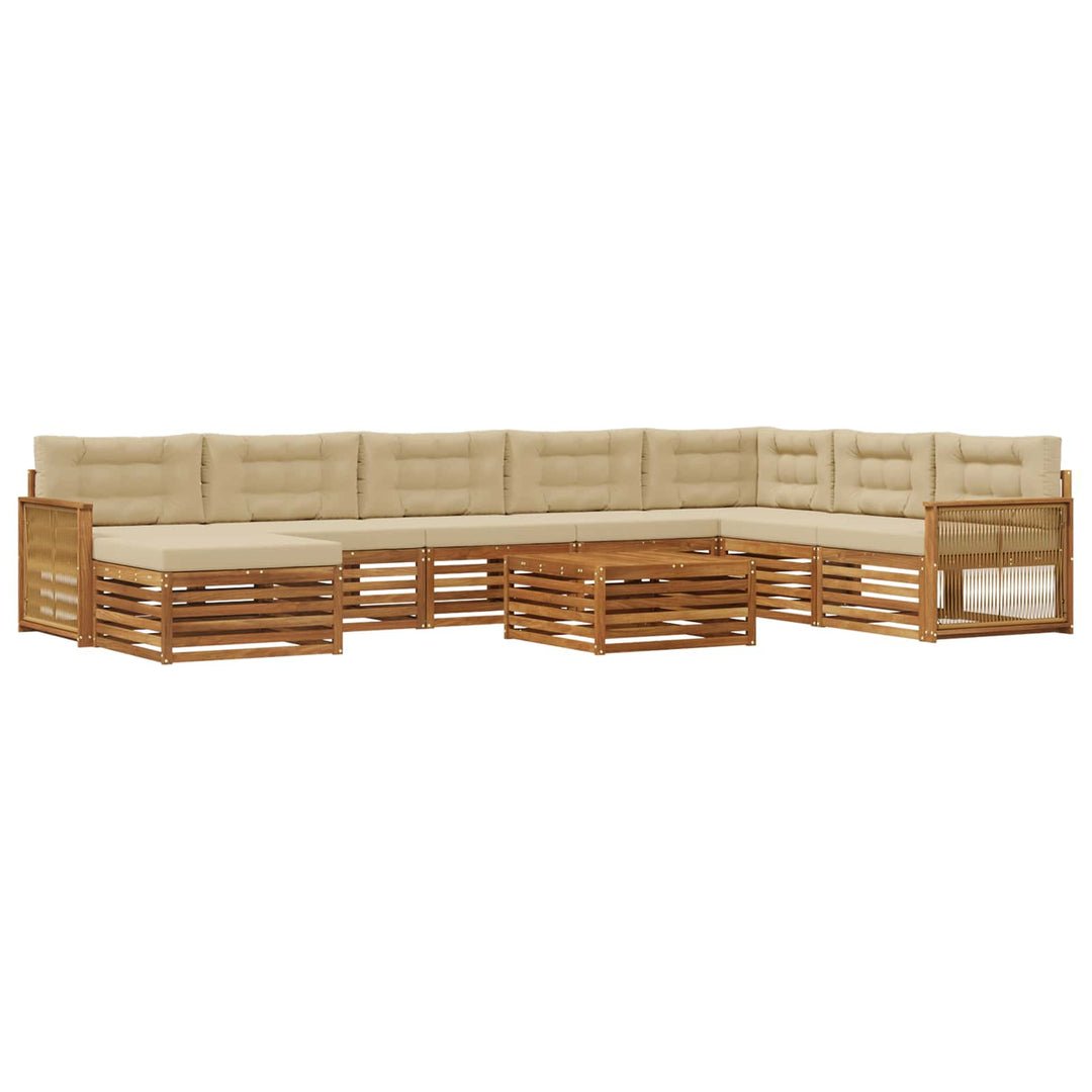 Udendørs sofagruppe 9 pcs Naturlig og Beige Massivt Akacietræ