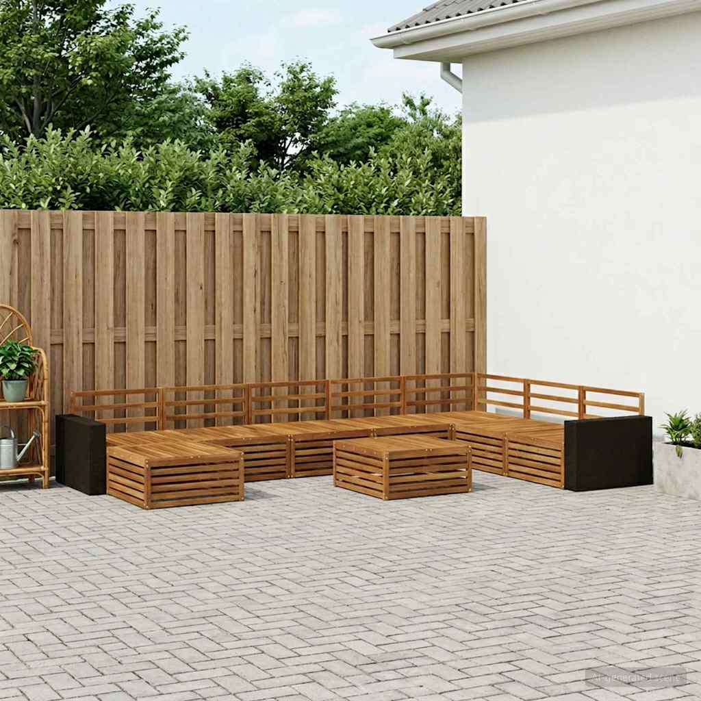 Udendørs sofagruppe 9 pcs Naturfarvet Massivt Akacietræ