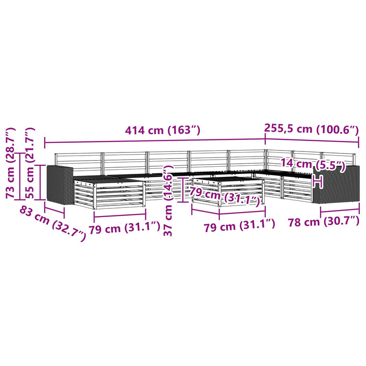 Udendørs sofagruppe 9 pcs Naturfarvet Massivt Akacietræ