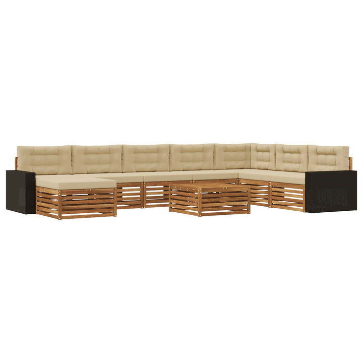Udendørs sofagruppe 9 pcs Naturlig og Beige Massivt Akacietræ