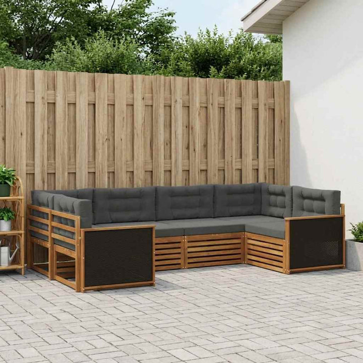 Udendørs sofagruppe med pude 6 pcs Naturlig og Antracit
