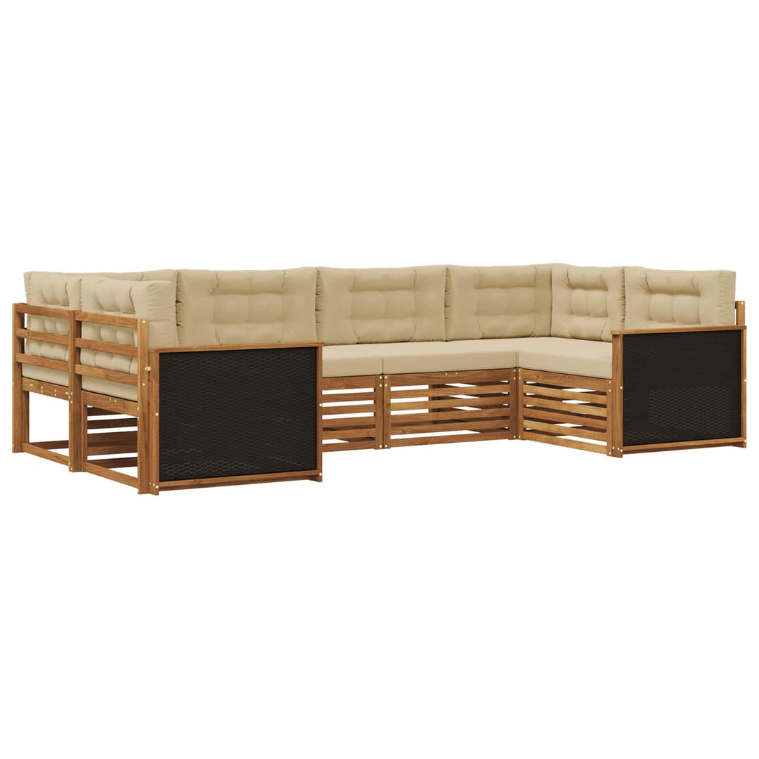 Udendørs sofagruppe med pude 6 pcs Naturlig og Beige