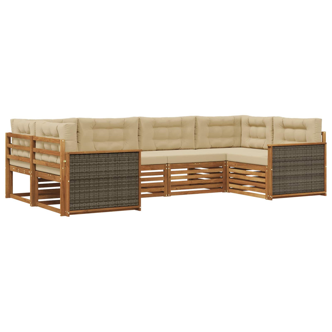 Udendørs sofagruppe med pude 6 pcs Naturlig og Beige