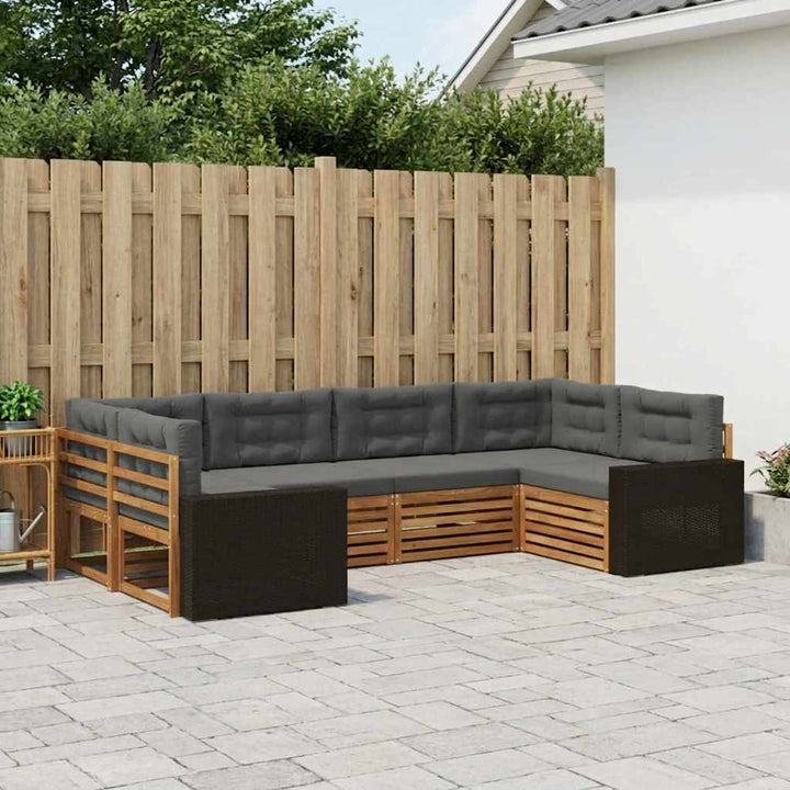 Udendørs sofagruppe med pude 6 pcs Naturlig og Antracit